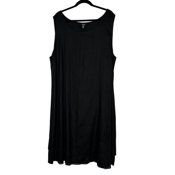 Eileen Fisher Woman Irish Linen Shift Midi Dress Black Size 3X Sleeveless - Picture 2 of 9